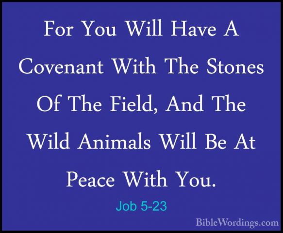 Job 5-23 - For You Will Have A Covenant With The Stones Of The FiFor You Will Have A Covenant With The Stones Of The Field, And The Wild Animals Will Be At Peace With You. 