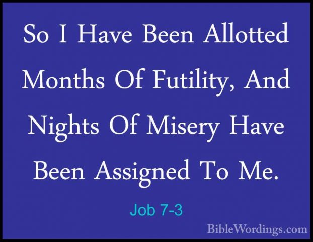 Job 7-3 - So I Have Been Allotted Months Of Futility, And NightsSo I Have Been Allotted Months Of Futility, And Nights Of Misery Have Been Assigned To Me. 