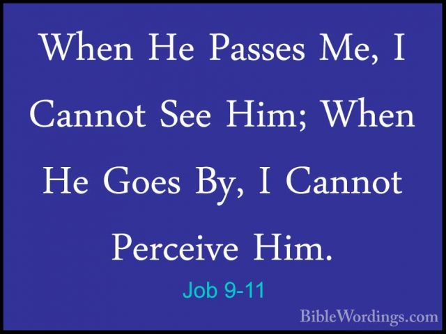 Job 9-11 - When He Passes Me, I Cannot See Him; When He Goes By,When He Passes Me, I Cannot See Him; When He Goes By, I Cannot Perceive Him. 