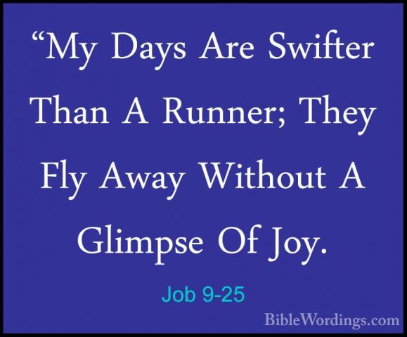 Job 9-25 - "My Days Are Swifter Than A Runner; They Fly Away With"My Days Are Swifter Than A Runner; They Fly Away Without A Glimpse Of Joy. 