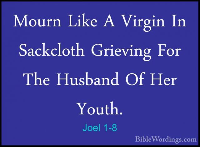 Joel 1-8 - Mourn Like A Virgin In Sackcloth Grieving For The HusbMourn Like A Virgin In Sackcloth Grieving For The Husband Of Her Youth. 