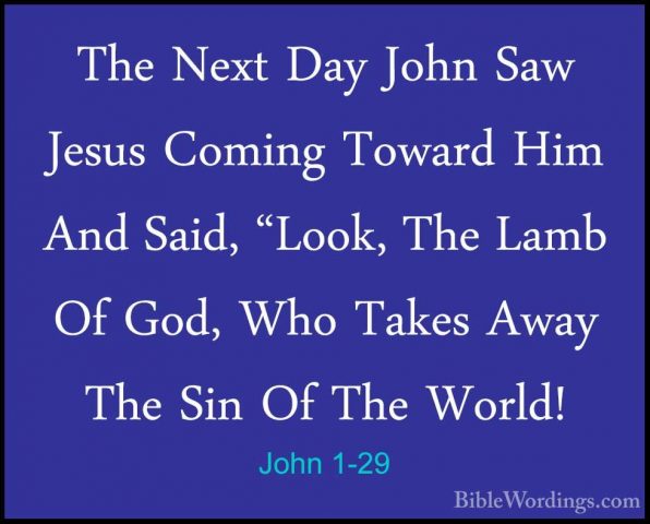 John 1-29 - The Next Day John Saw Jesus Coming Toward Him And SaiThe Next Day John Saw Jesus Coming Toward Him And Said, "Look, The Lamb Of God, Who Takes Away The Sin Of The World! 