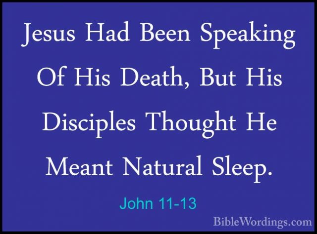 John 11-13 - Jesus Had Been Speaking Of His Death, But His DiscipJesus Had Been Speaking Of His Death, But His Disciples Thought He Meant Natural Sleep. 
