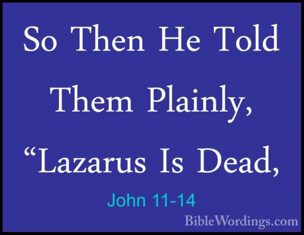 John 11-14 - So Then He Told Them Plainly, "Lazarus Is Dead,So Then He Told Them Plainly, "Lazarus Is Dead, 