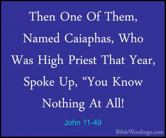 John 11-49 - Then One Of Them, Named Caiaphas, Who Was High PriesThen One Of Them, Named Caiaphas, Who Was High Priest That Year, Spoke Up, "You Know Nothing At All! 