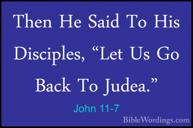 John 11-7 - Then He Said To His Disciples, "Let Us Go Back To JudThen He Said To His Disciples, "Let Us Go Back To Judea." 