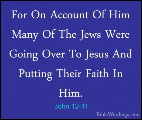 John 12-11 - For On Account Of Him Many Of The Jews Were Going OvFor On Account Of Him Many Of The Jews Were Going Over To Jesus And Putting Their Faith In Him. 