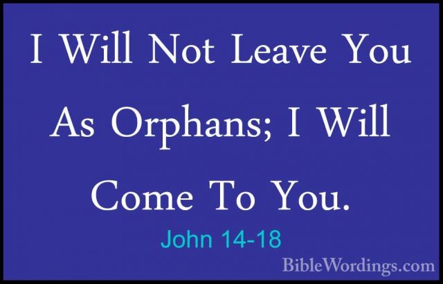 John 14-18 - I Will Not Leave You As Orphans; I Will Come To You.I Will Not Leave You As Orphans; I Will Come To You. 