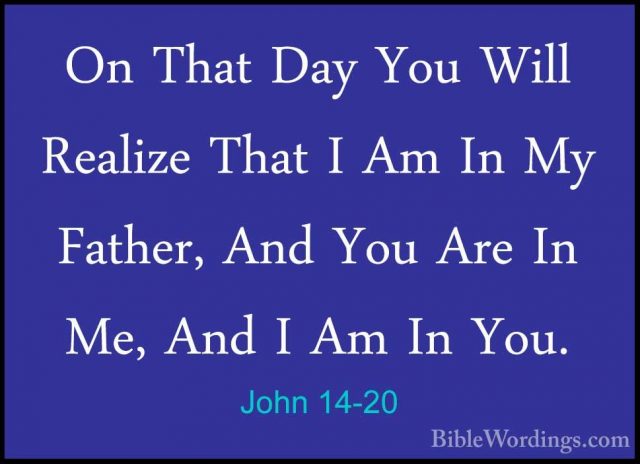 John 14-20 - On That Day You Will Realize That I Am In My Father,On That Day You Will Realize That I Am In My Father, And You Are In Me, And I Am In You. 