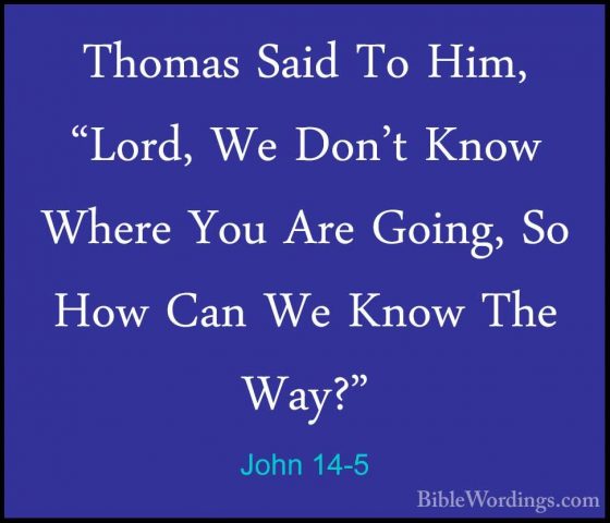 John 14-5 - Thomas Said To Him, "Lord, We Don't Know Where You ArThomas Said To Him, "Lord, We Don't Know Where You Are Going, So How Can We Know The Way?" 