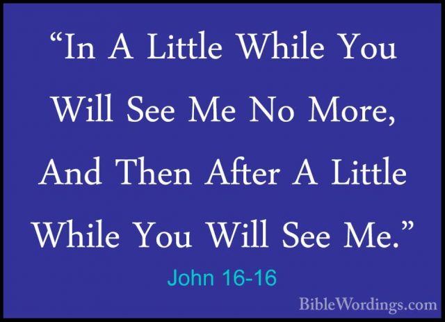 John 16-16 - "In A Little While You Will See Me No More, And Then"In A Little While You Will See Me No More, And Then After A Little While You Will See Me." 