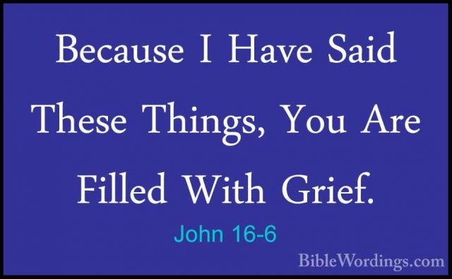 John 16-6 - Because I Have Said These Things, You Are Filled WithBecause I Have Said These Things, You Are Filled With Grief. 