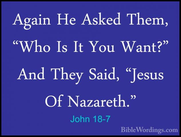 John 18-7 - Again He Asked Them, "Who Is It You Want?" And They SAgain He Asked Them, "Who Is It You Want?" And They Said, "Jesus Of Nazareth." 