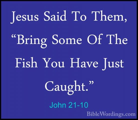 John 21-10 - Jesus Said To Them, "Bring Some Of The Fish You HaveJesus Said To Them, "Bring Some Of The Fish You Have Just Caught." 