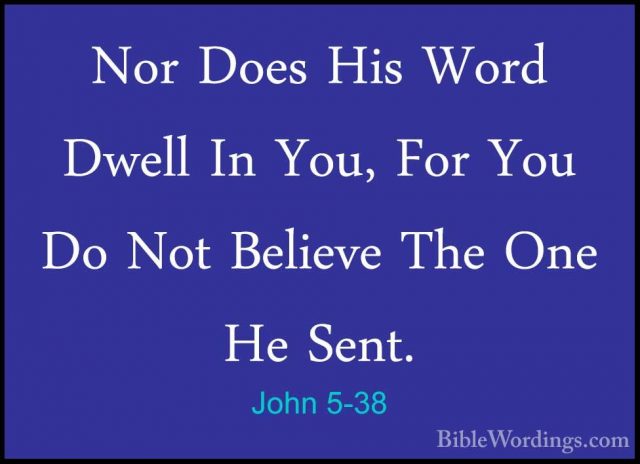 John 5-38 - Nor Does His Word Dwell In You, For You Do Not BelievNor Does His Word Dwell In You, For You Do Not Believe The One He Sent. 