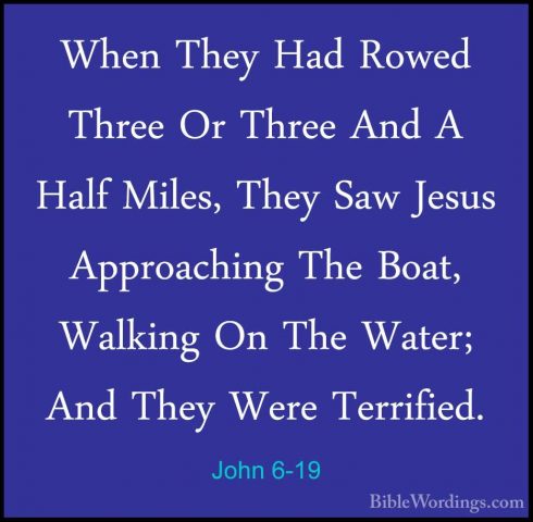 John 6-19 - When They Had Rowed Three Or Three And A Half Miles,When They Had Rowed Three Or Three And A Half Miles, They Saw Jesus Approaching The Boat, Walking On The Water; And They Were Terrified. 