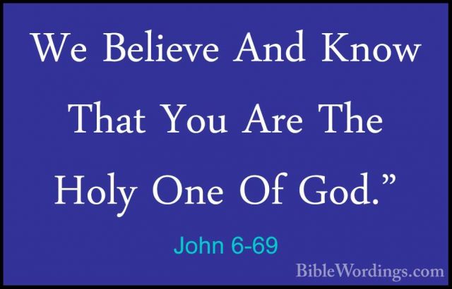 John 6-69 - We Believe And Know That You Are The Holy One Of God.We Believe And Know That You Are The Holy One Of God." 