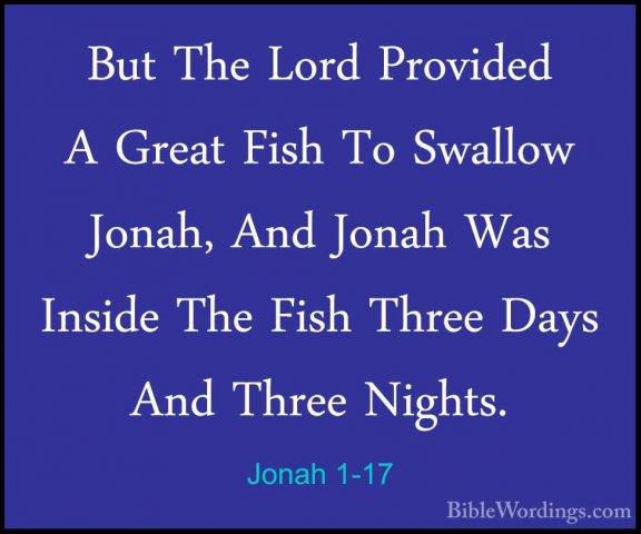 Jonah 1-17 - But The Lord Provided A Great Fish To Swallow Jonah,But The Lord Provided A Great Fish To Swallow Jonah, And Jonah Was Inside The Fish Three Days And Three Nights.