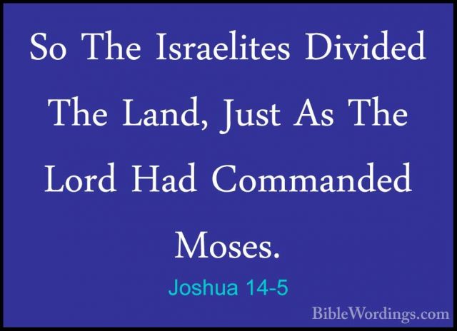 Joshua 14-5 - So The Israelites Divided The Land, Just As The LorSo The Israelites Divided The Land, Just As The Lord Had Commanded Moses. 