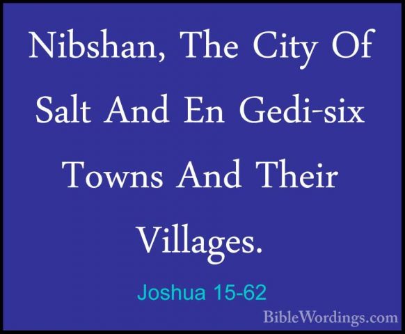 Joshua 15-62 - Nibshan, The City Of Salt And En Gedi-six Towns AnNibshan, The City Of Salt And En Gedi-six Towns And Their Villages. 