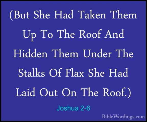 Joshua 2-6 - (But She Had Taken Them Up To The Roof And Hidden Th(But She Had Taken Them Up To The Roof And Hidden Them Under The Stalks Of Flax She Had Laid Out On The Roof.) 