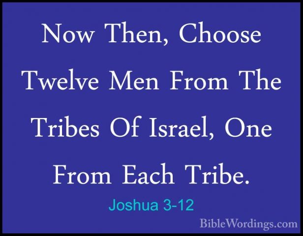 Joshua 3-12 - Now Then, Choose Twelve Men From The Tribes Of IsraNow Then, Choose Twelve Men From The Tribes Of Israel, One From Each Tribe. 