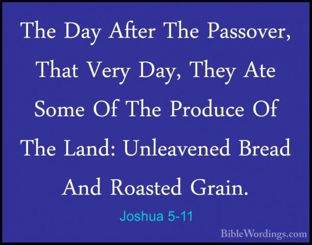 Joshua 5-11 - The Day After The Passover, That Very Day, They AteThe Day After The Passover, That Very Day, They Ate Some Of The Produce Of The Land: Unleavened Bread And Roasted Grain. 