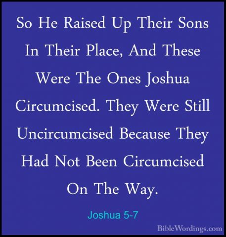 Joshua 5-7 - So He Raised Up Their Sons In Their Place, And TheseSo He Raised Up Their Sons In Their Place, And These Were The Ones Joshua Circumcised. They Were Still Uncircumcised Because They Had Not Been Circumcised On The Way. 