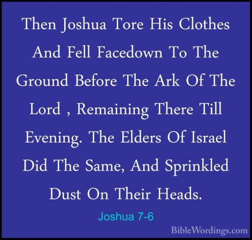 Joshua 7-6 - Then Joshua Tore His Clothes And Fell Facedown To ThThen Joshua Tore His Clothes And Fell Facedown To The Ground Before The Ark Of The Lord , Remaining There Till Evening. The Elders Of Israel Did The Same, And Sprinkled Dust On Their Heads. 