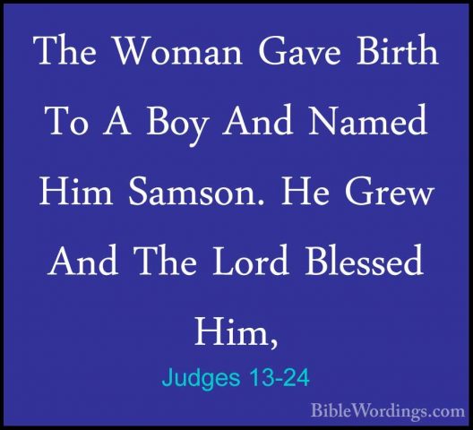 Judges 13-24 - The Woman Gave Birth To A Boy And Named Him SamsonThe Woman Gave Birth To A Boy And Named Him Samson. He Grew And The Lord Blessed Him, 