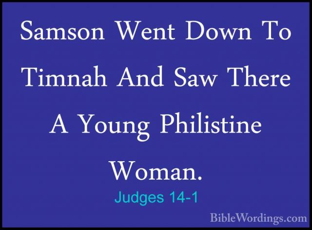 Judges 14-1 - Samson Went Down To Timnah And Saw There A Young PhSamson Went Down To Timnah And Saw There A Young Philistine Woman. 