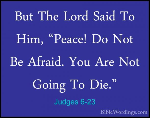 Judges 6-23 - But The Lord Said To Him, "Peace! Do Not Be Afraid.But The Lord Said To Him, "Peace! Do Not Be Afraid. You Are Not Going To Die." 