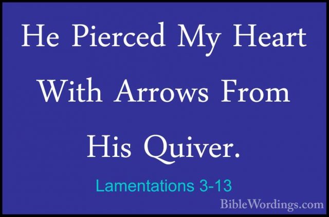 Lamentations 3-13 - He Pierced My Heart With Arrows From His QuivHe Pierced My Heart With Arrows From His Quiver. 