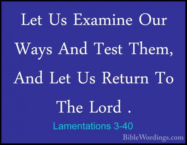Lamentations 3-40 - Let Us Examine Our Ways And Test Them, And LeLet Us Examine Our Ways And Test Them, And Let Us Return To The Lord . 