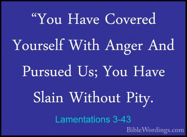 Lamentations 3-43 - "You Have Covered Yourself With Anger And Pur"You Have Covered Yourself With Anger And Pursued Us; You Have Slain Without Pity. 