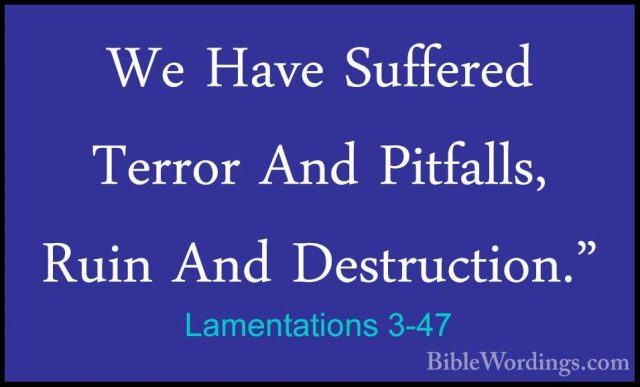 Lamentations 3-47 - We Have Suffered Terror And Pitfalls, Ruin AnWe Have Suffered Terror And Pitfalls, Ruin And Destruction." 
