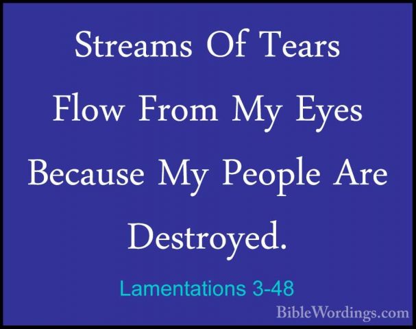 Lamentations 3-48 - Streams Of Tears Flow From My Eyes Because MyStreams Of Tears Flow From My Eyes Because My People Are Destroyed. 