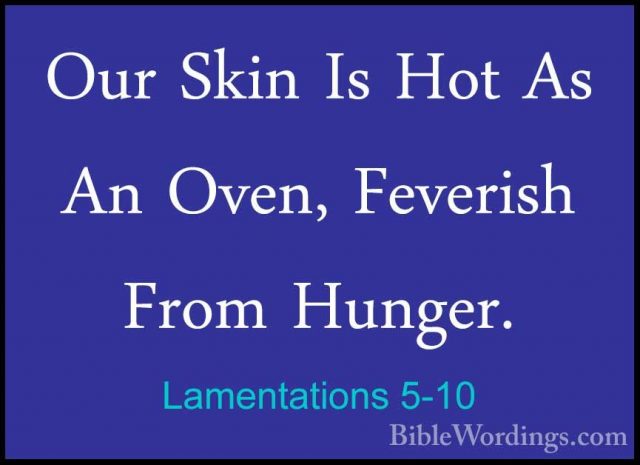 Lamentations 5-10 - Our Skin Is Hot As An Oven, Feverish From HunOur Skin Is Hot As An Oven, Feverish From Hunger. 
