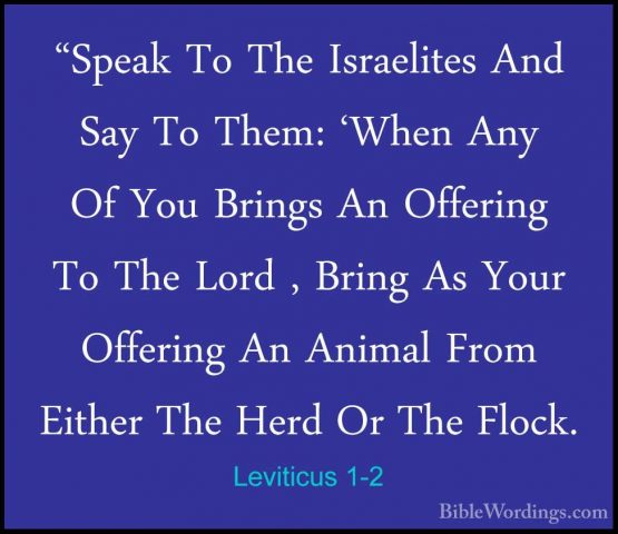 Leviticus 1-2 - "Speak To The Israelites And Say To Them: 'When A"Speak To The Israelites And Say To Them: 'When Any Of You Brings An Offering To The Lord , Bring As Your Offering An Animal From Either The Herd Or The Flock. 