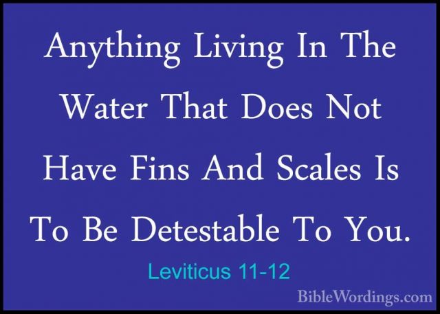Leviticus 11-12 - Anything Living In The Water That Does Not HaveAnything Living In The Water That Does Not Have Fins And Scales Is To Be Detestable To You. 