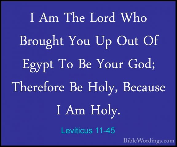 Leviticus 11-45 - I Am The Lord Who Brought You Up Out Of Egypt TI Am The Lord Who Brought You Up Out Of Egypt To Be Your God; Therefore Be Holy, Because I Am Holy. 