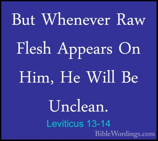 Leviticus 13-14 - But Whenever Raw Flesh Appears On Him, He WillBut Whenever Raw Flesh Appears On Him, He Will Be Unclean. 