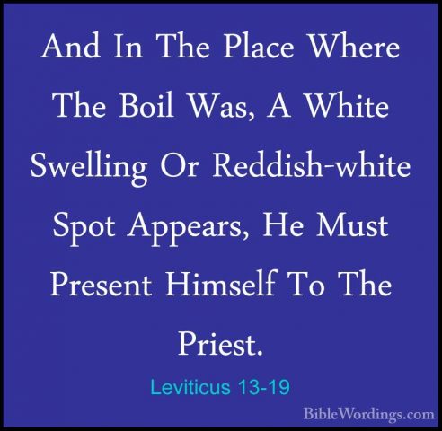 Leviticus 13-19 - And In The Place Where The Boil Was, A White SwAnd In The Place Where The Boil Was, A White Swelling Or Reddish-white Spot Appears, He Must Present Himself To The Priest. 