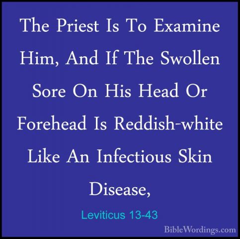 Leviticus 13-43 - The Priest Is To Examine Him, And If The SwolleThe Priest Is To Examine Him, And If The Swollen Sore On His Head Or Forehead Is Reddish-white Like An Infectious Skin Disease, 