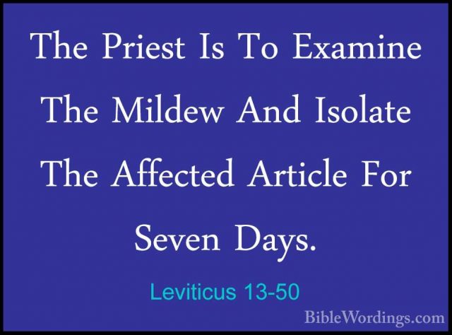 Leviticus 13-50 - The Priest Is To Examine The Mildew And IsolateThe Priest Is To Examine The Mildew And Isolate The Affected Article For Seven Days. 