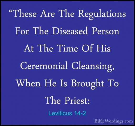 Leviticus 14-2 - "These Are The Regulations For The Diseased Pers"These Are The Regulations For The Diseased Person At The Time Of His Ceremonial Cleansing, When He Is Brought To The Priest: 
