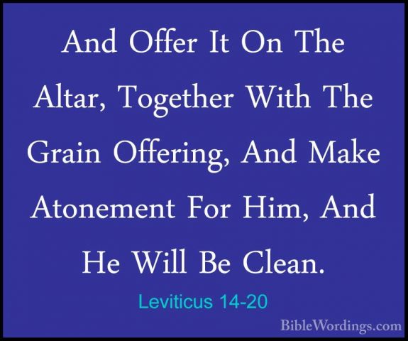 Leviticus 14-20 - And Offer It On The Altar, Together With The GrAnd Offer It On The Altar, Together With The Grain Offering, And Make Atonement For Him, And He Will Be Clean. 