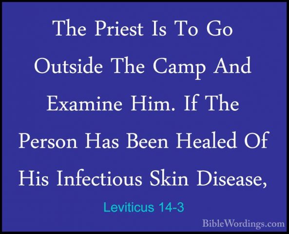 Leviticus 14-3 - The Priest Is To Go Outside The Camp And ExamineThe Priest Is To Go Outside The Camp And Examine Him. If The Person Has Been Healed Of His Infectious Skin Disease, 