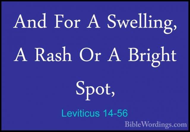 Leviticus 14-56 - And For A Swelling, A Rash Or A Bright Spot,And For A Swelling, A Rash Or A Bright Spot, 