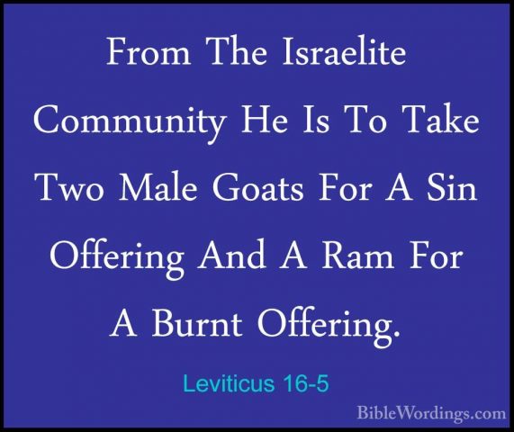 Leviticus 16-5 - From The Israelite Community He Is To Take Two MFrom The Israelite Community He Is To Take Two Male Goats For A Sin Offering And A Ram For A Burnt Offering. 